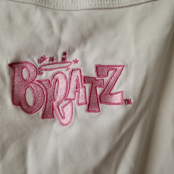 DOLLS KILL x BRATZ Girlz Really Rock Logo Cropped Tank Top Scoop Neck White XS - Picture 2 of 5